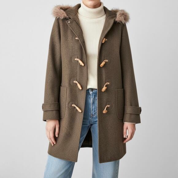 J. Crew Jackets & Blazers - J Crew Wool Duffle Toggle Coat Parka S Shearling Fur Insulated Heritage Green